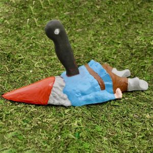 Heykeller 1 adet komik reçine bıçak bahçesinde cüce ev açık hava dekorasyonu için minyatürler, reçine gnome bahçe süsleme dekorasyonu