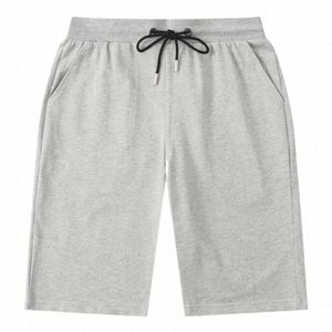 Męskie letnie w 100% z miękkiej długości kolan Solid Szare Dostosowany ładunek Krótki wysokiej jakości 200G Casual Gym Sports Trunks 86W8#