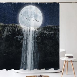 Zasłony prysznicowe 3D Starry Sky Moon Printing Home Dekoracja zasłona nocna noc Widok Wodoodporna łazienka z haczykiem