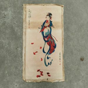 Calligrafia cinese vecchia carta di riso Immagine Dipinti di guanyin di Zhang Daqian Pittura