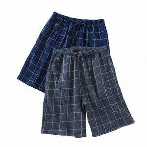 PLAID Size Summer Sleepwear Casual Shorts Bottoms Home Wear Bital Cott Men Plus Lounge Sleep Q1oz#