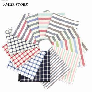 Handkerchiefs 47 Striped Cotton Printed Mens Handtowels Square Mens Flat Bottom Towel Pocket Scarf Handtowels Hanky Towels Y240326