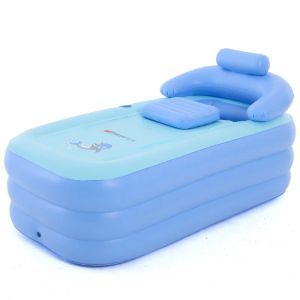 Vasche da bagno 1.6M Vasca da bagno rettangolare per adulti Piscina gonfiabile portatile Addensare Barile pieghevole in PVC Piscina per bambini estiva all'aperto per bambini