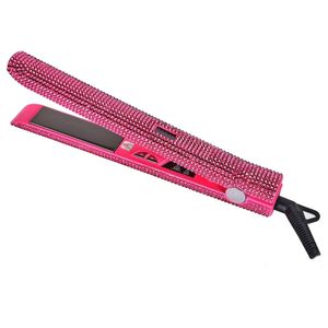 Bling Rhinestone 2 في 1 Curler Flat Iron Curler لجميع الأنماط المهنية تسخين سريعًا درجات حرارة قابلة للتعديل