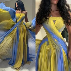 Festklänningar prom elegant stropplös mantel kändis vik draperad chiffong tillfälle kväll klänning vestidos para eventos speciales