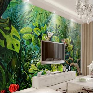 Tapety Wellyu wytłaczane leśne kwiaty Butterfly TVDrop Niestandardowe duże fresko zielona tapeta papel de parede para quarto