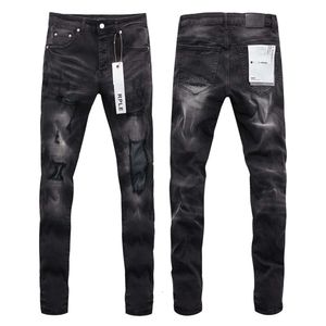 Purple Brand denim American high street patched distressed slim fit straight leg jeans