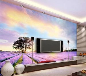 Bakgrundsbilder Wellyu Custom Po Wallpaper Murals 3D Dream Landscape Provence Lavendel Cloud TV Bakgrund Väggpapper Papel de Parede Mural
