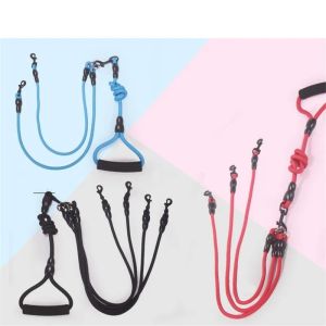 Leashes Pet Traction Rope Löstagbar hund Lead med skumhandtag 1 koppel för 2 eller 3 eller 4 hundar