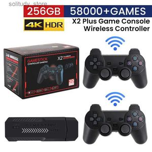 Portabla spelspelare The New X2 Plus Gaming Stick 4K High-Definition Video Game Console 2.4G Dual Wireless Controller Gaming Stick är lämplig för N64/P/1/GBA Q240326