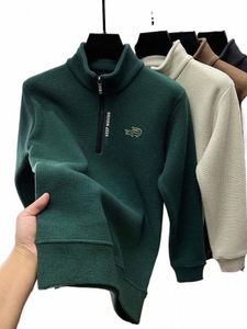 new High-quality Plush And Thickened Hoodie For Men's Winter Warmth T-shirt With Lg Sleeves And Standing Collar Base Shirt Top l5Ub#