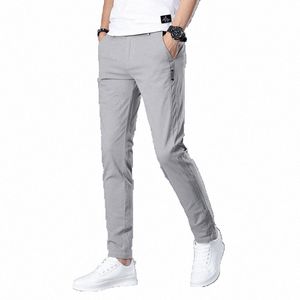 brand Men Pants Casual Mens Busin Male Trousers Classics Mid weight Straight Full Length Fi breathing Pant %100 cott N5zM#