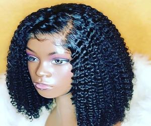Brezilya Kıvırcık Dantel Ön İnsan Saç Peruk Derin Su Dalgası Kısa Afro Kinky Bob Frontal Wig HD Siyah Kadınlar için5592243