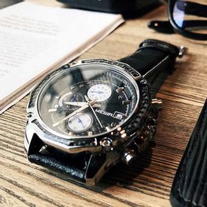 European and American Fashion Mens Watch Korean Edition Multi functional Handsome Waterproof Belt Student Three Eyes Casual Non Mechanical Mens Watch