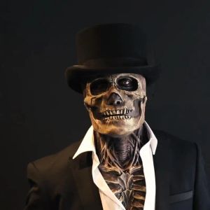 Máscaras de halloween esqueleto palhaço criatura máscara de terror festa de férias cosplay látex chapéu completo crânio vingança máscara facial completa dropshipping