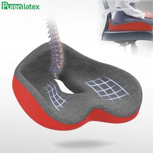 Purenlatex coccyx Chair Cushion Comfort Memory Foam Seat Seat整形外科枕の下腰尾骨と坐骨神経痛の痛みの緩和240315