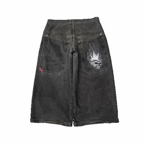 streetwear Y2k Shorts Harajuku Hip Hop Skelet Graphic Knee Length Denim Gym Shorts Mens Womens New Gothic Men Basketball Short r5ps#