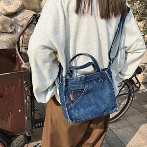 Kordelzug Denim Jeans Schulter Umhängetasche Mädchen Mode Luxus Design Totes Für Frauen Casual Große Kapazität Shopping Handtasche Und Geldbörse