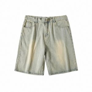 Denim szorty Mężczyźni Summer proste spodni nóg swobodny krótkie spodnie Fi Jean Shorts Man Streetwear Short Homme Cargo Shorts 97ex#