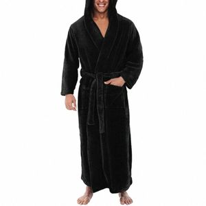 Pockets Sleepar Solid Kolor miękki mężczyźni koralowe polar LG Bath Robe Home Suknia senna M7GK#