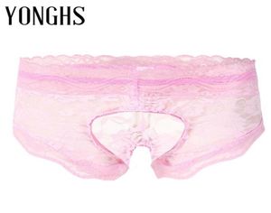 Women039s Panties Crotchless Sissy For Sex Erotic Lingerie Mens See Through Underwear Gay Male Thong Floral Pattern TBack Brie2135294