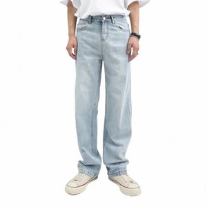 Homens vintage qua solto casual estilo básico calças jeans retas masculino streetwear hip hop denim calça jeans dos homens g7y4 #