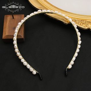 GLSEEVO Fashion Natural White Pearl Hair Hoop Elegant Full Bridal Headbands Wedding Accessories For Women Headwear 240313