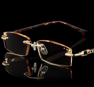 Solglasögon Fashion Luxury Designer Reading Glasses Rimless Diamond Cutting Frame Reader Men Women Presbyopia AntiBlue Ligh2497904