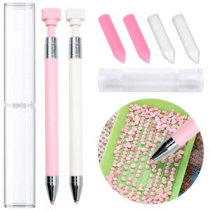 Stitch 6pcs Diamond Painting Pens with Wax, Refillable Wax Pen, Rotating Glue Point Drill Pen for Nail Art , Diamond Art Tools