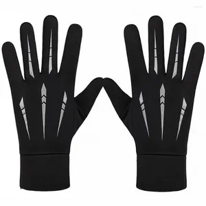 Cycling Gloves Bike For Winter Knitted Design Touch Screen Functionality Anti Slipping Palm Ideal Camping Hiking Orange