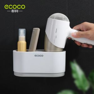 Holders ECOCO Hair Dryer Holder Storage Box Curling Iron Shelf For Bathroom Organizer Storage Rack Bathroom Accessories Set Home