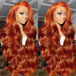 Body Wave Ginger Orange 13x6 HD Spets Front Wigs Colored Preplucked Wig 13x4 Spets Frontal Wigs Glueless Ginger Human Hair Wigs