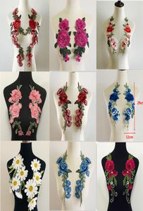 2pcsset Rose Цветочные вышивающие пятна наклейка для одежды Para La Ropa Applique Emelcodery Flower Patches9650844