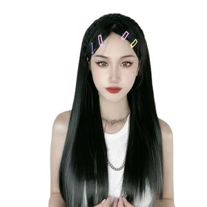 トップセラー製品2024韓国の日本ストレートウィッグヘアスタイルu形の髪の長いかつら黒い編組ヘアスタイル