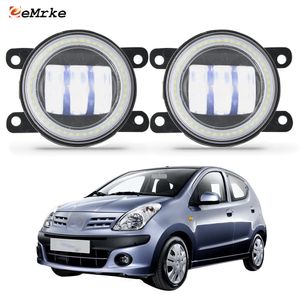 EEMRKE Led Fog Lights Assembly 30W/ 40W for Nissan PIXO UA0 (D31S) 2009 2010 2011 2012 2013 2014 with Clear Lens Angel Eyes DRL Car Daytime Running Light 12V Fog Lamp