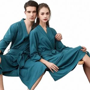 waffle Robe Bath Bathrobe Autumn Couple V-neck Dry Soft Casual New Green Quickly Sleepwear Gown Pajamas Spring Lg g8h8#