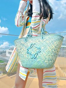 Designer Basket Straw Bag Loe Fashion tote bag Designer Hand Woven Cross Body Open Beach Handbag Ladies Summer bag high quality Beach Bags