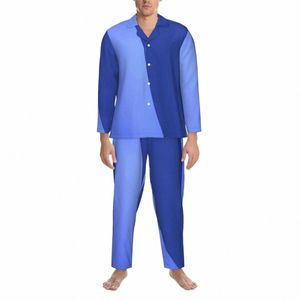 two Te Ocean Pajamas Man Blue Texture Comfortable Daily Sleepwear Spring Two Piece Casual Loose Oversized Custom Pajamas Set J1PJ#