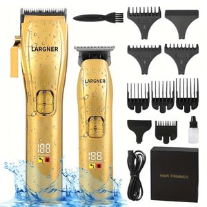 Kit profissional de aparador de barbear sem fio, conjunto de cortadores de cabelo recarregáveis usb, kit de corte de barba para presente