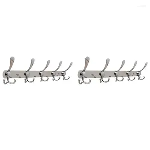 Hangers 2X Hooks Wall-Mounted Bathroom Hook Rack Bedroom Coat Hanger Wall Mounted Racks For Hat Towel Silver