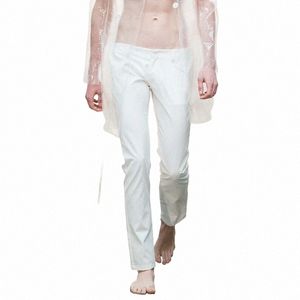 Calças masculinas Ultra Baixa Cintura Branca Casual Moda Masculina Fi Grande Tamanho Versátil Tendência Dança Slim Calças Cônicas U6i2 #