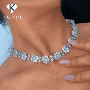 Çiçek Gra Sertifikası ile Tam Elmas Kolyeler 925 Kadınlar İçin Gümüş Neckchain Gelin Düğün Lüks Takı Seti 240305