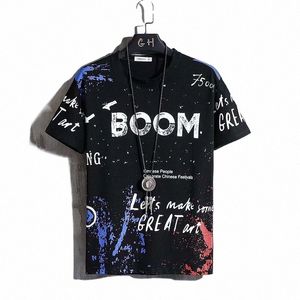 hot Sale Men's T-Shirt Summer Short Sleeve Top Korean Graffiti Letters Shirt Tees O-Neck Oversized Clothing Loose for Mens 2023 O7Q3#