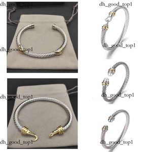 Lüks bilezik kablo bilezikler dy pulsera tasarımcı mücevher kadın erkekler gümüş altın inci kafa x şekilli manşet bilezik David Y mücevherleri Noel hediyesi 5mm 706