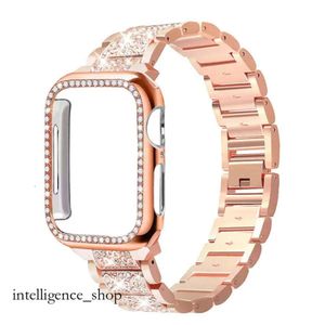 Diamond Watch Band Diamond Watch Case + Bling Pasek dla zegarków 40 mm 44 mm 41 mm 45 mm 38 mm 42 mm Diamonds Metal Bransoleta Iwatch Series 23