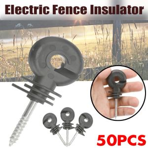 Gates 50Pcs Electric Fence Insulator ScrewIn Insulator Fence Ring Post Wood Post Insulator,Livestock Fence Accessories