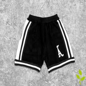 Mäns shorts dagligen casual askyurself sport shorts brev broderade stickade shorts män kvinnor svarta sidor ränder dragskor shorts sweatpants j240325