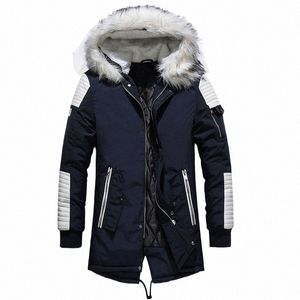 men Winter Jacket Parkas Fur Collar Coat Fi Thicken Cott Warm Fleece Liner Jackets Mens Patchwork Casual Coat Parkas g9kq#