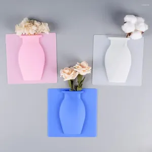 Vaser 3st Silicone Flower Vase Återanvändbart kylskåp Dörrfönster Hydroponics Planter Sticker Wall Mount Flowers Plants Home Decoration