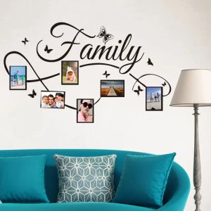 Moldura nova família em inglês, moldura para fotos, sala de estar, quarto, decorativa, fixada na parede, molduras de pvc